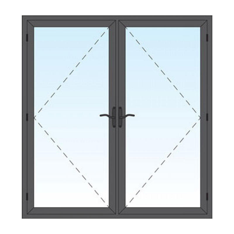 Customized Aluminum Frame French Swinging Glass Door