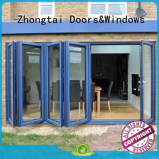 finished professional commercial residential Aluminium Folding Door frame Zhongtai Brand