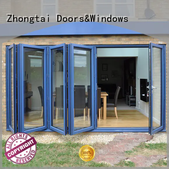 Zhongtai tempered Aluminium Folding Door for sale for high-grade villas