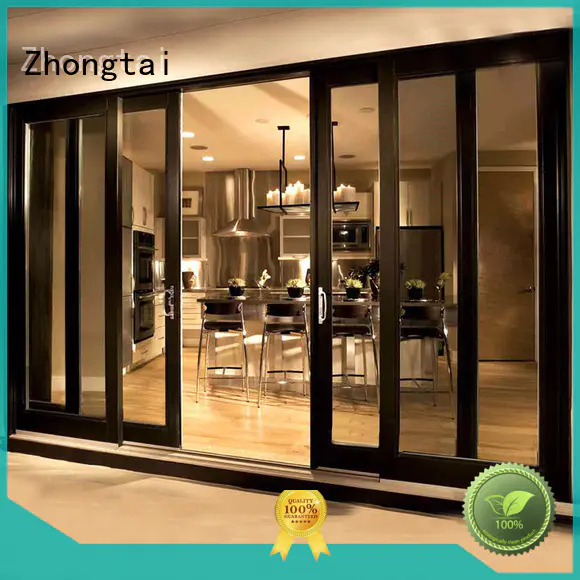 Zhongtai Brand tempered double glass frame aluminium sliding door
