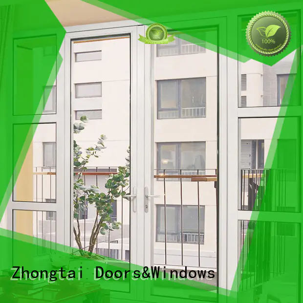 Zhongtai Brand frame finished top quality aluminium french doors manufacture