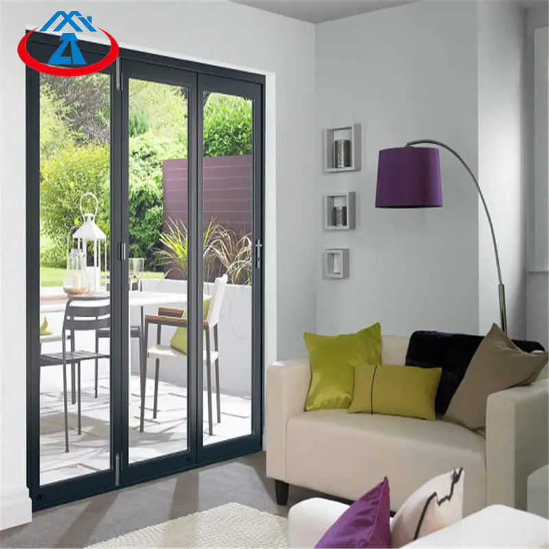 Aluminum glass folding door bifold door with tempered double glass