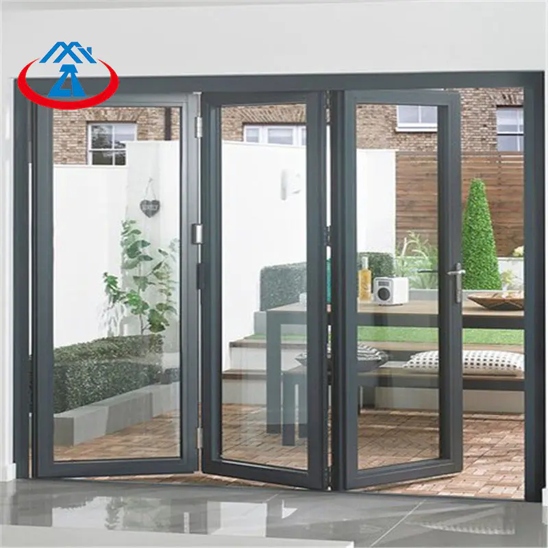 Aluminum exterior bifolding door with double tempered glass