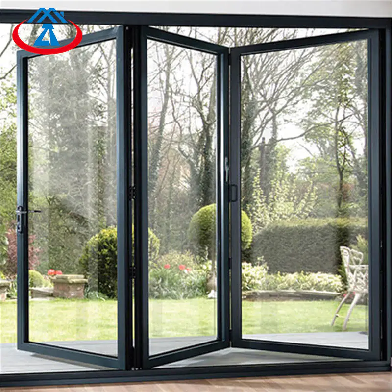 Double glass aluminum folding door glass bifold door