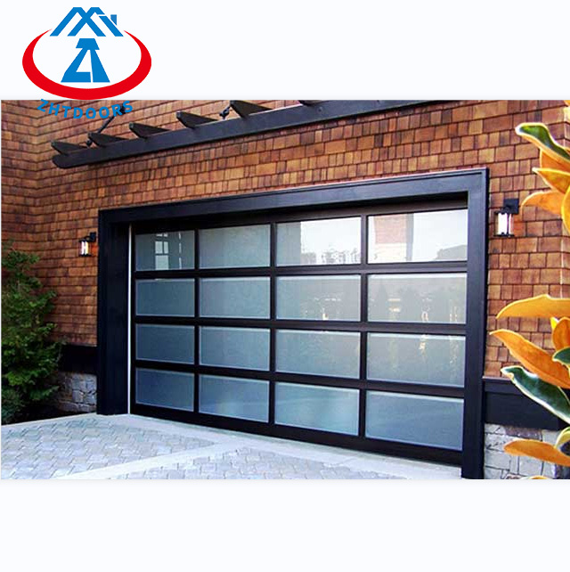 Low Price Residential Automatic Black Aluminum Glass Garage Door