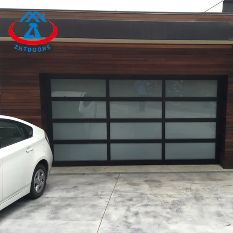 Low Price Residential Automatic Black Glass Garage Door