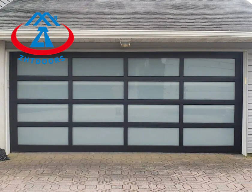 Transparent Sectional Single Sliding Frosted Glass Garage Door