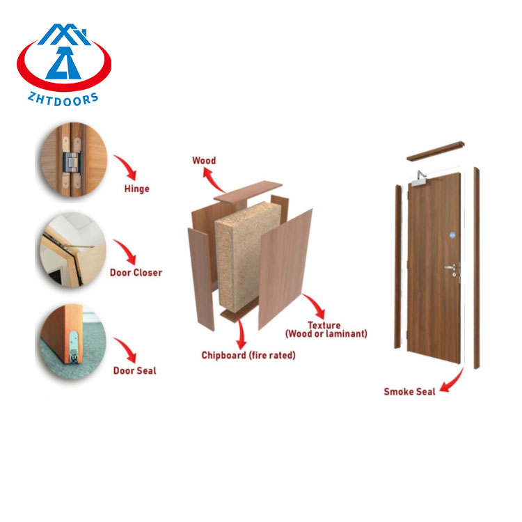 120 Mins Commercial Interior Solid Wooden EN Fireproof Door