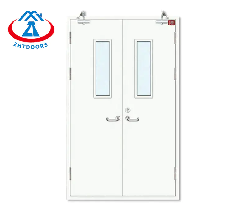 High Quality Double Open Stainless Steel Belt Glass UL Fireproof Door