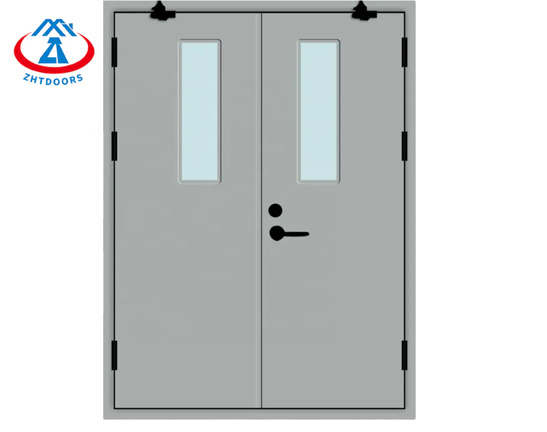 High Quality Double Open Stainless Steel Belt Glass UL Fireproof Door