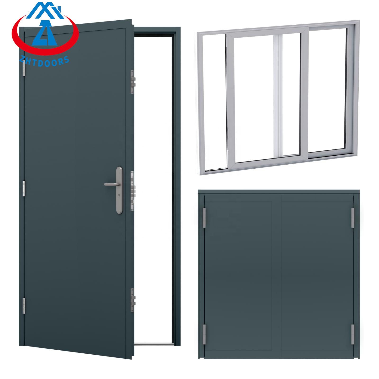 Metal Fireproof Entrance Sliding Glass Steel EN Fireproof Door