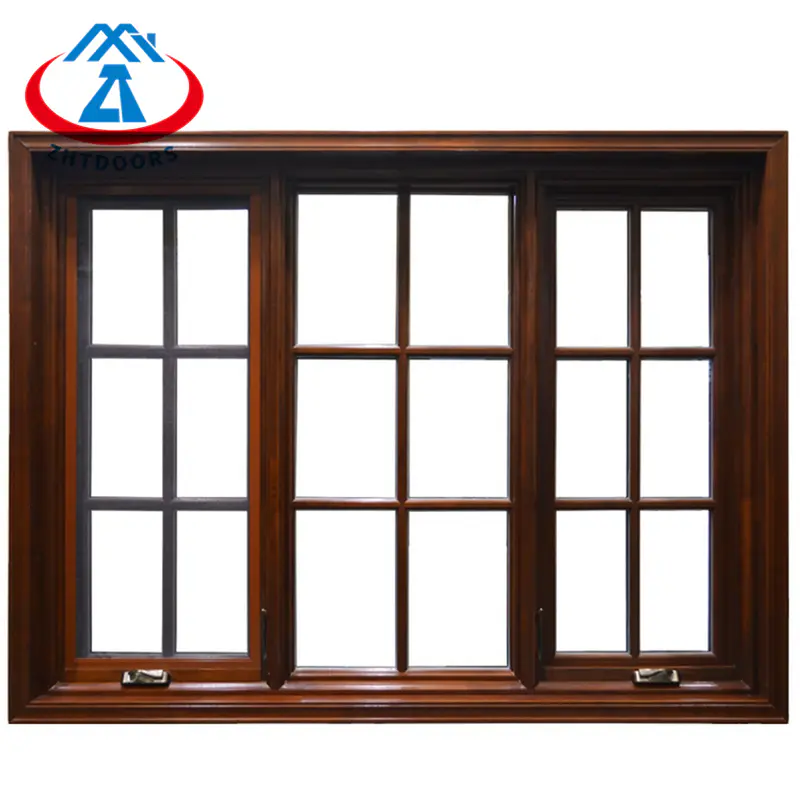 Wood Clad Aluminum Casement Window With Double Glass