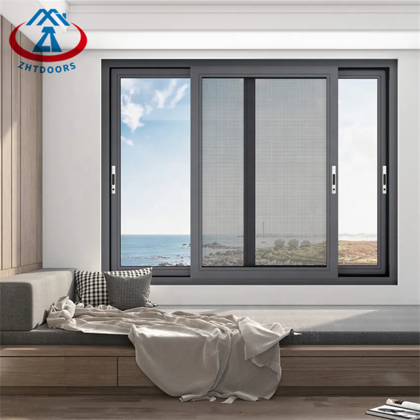 Soundproof Modern House Window Design Tempered Glass  Aluminium Sliding Window