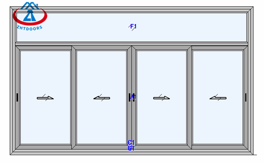 Thermal Broke Window Aluminum Double Tempered Glass Sliding Window Zhongtai 8741