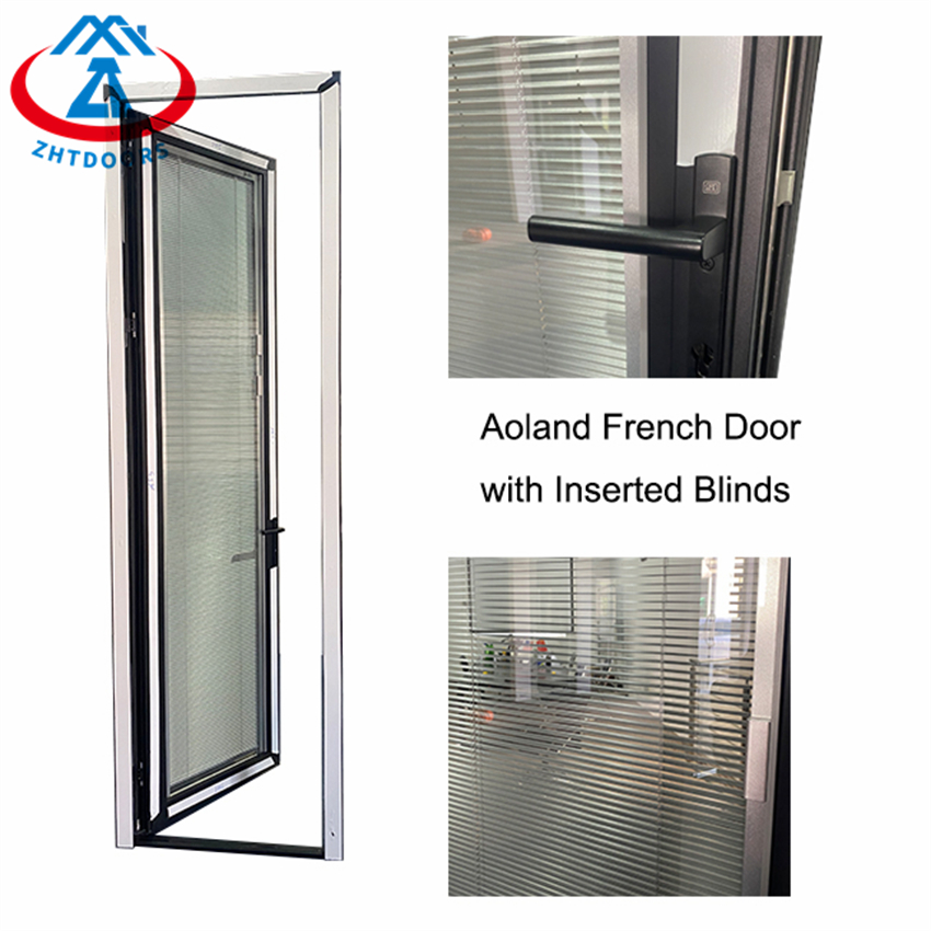 Bedroom Aluminium Double Glass Swing Door With Inse