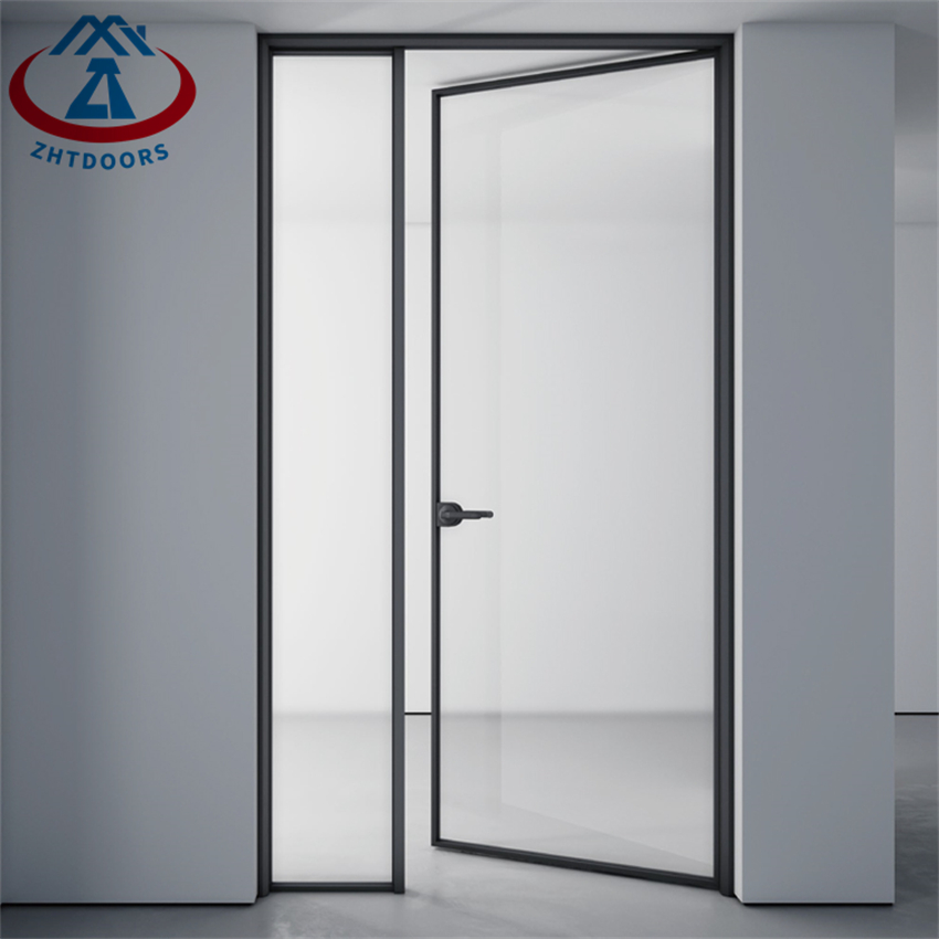 Clear Tempered Double Glass Kitchen Bathroom Aluminium Swing Door