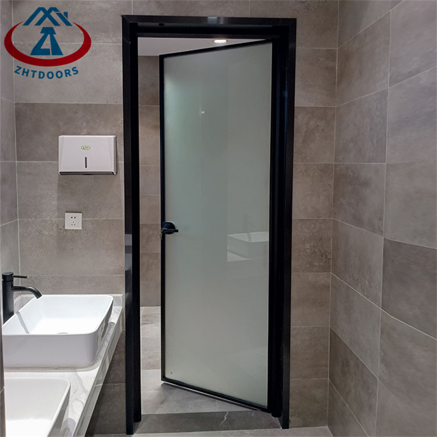 Clear Tempered Double Glass Kitchen Bathroom Aluminium Swing Door