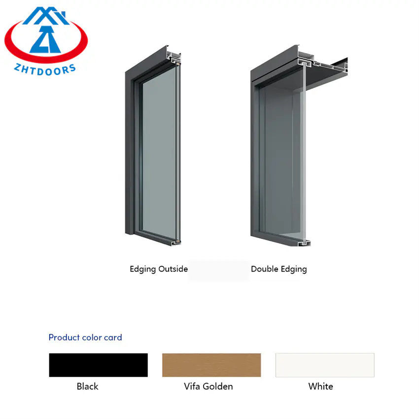 Double Frosted Glass Narrow Frame Aluminum Glass Swing Door
