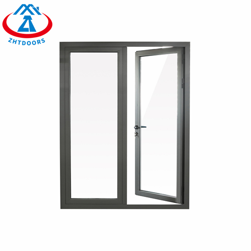 Grey Color Aluminum Interior Swing Doors Double Glass