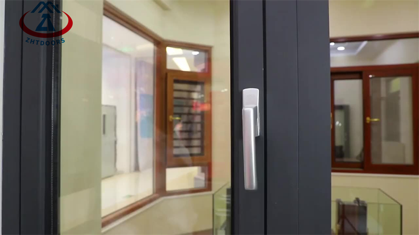 Grey Color Aluminum Interior Swing Doors Double Glass