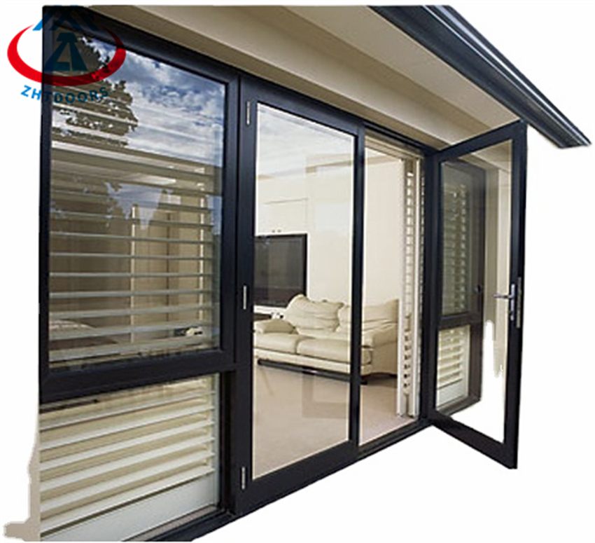 Grey Color Aluminum Interior Swing Doors Double Glass