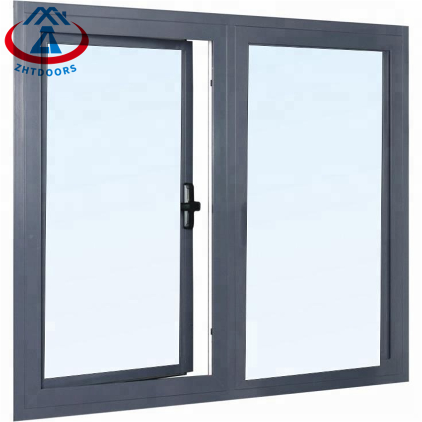 Grey Color Aluminum Interior Swing Doors Double Glass