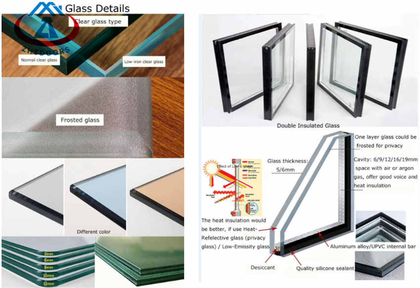 Durable Double Tempered Glass Aluminium Swing Door