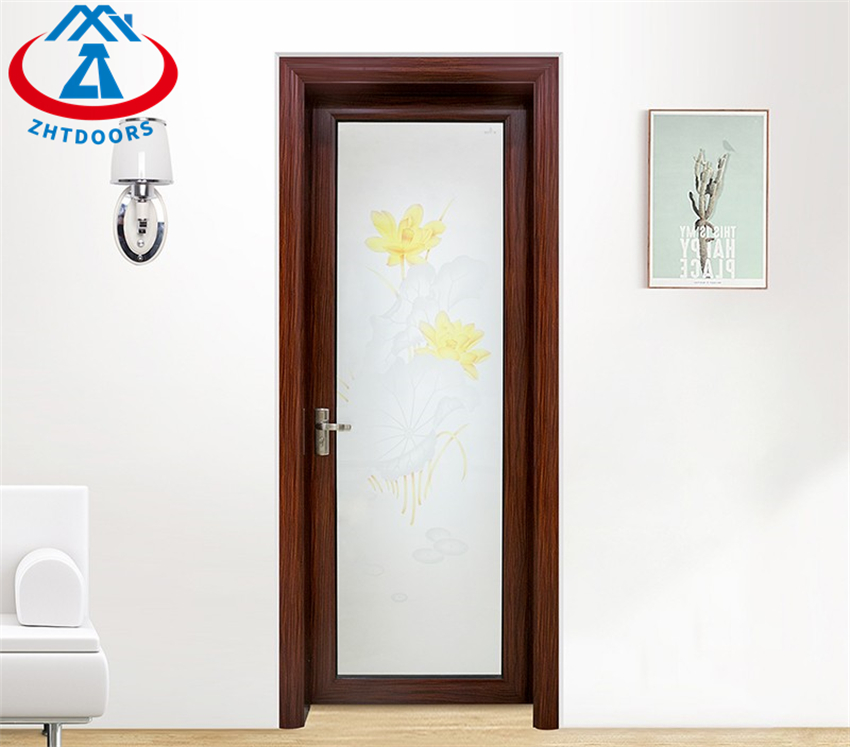 Interior Bedroom Used Single Aluminium Frosted Glass Swing Door