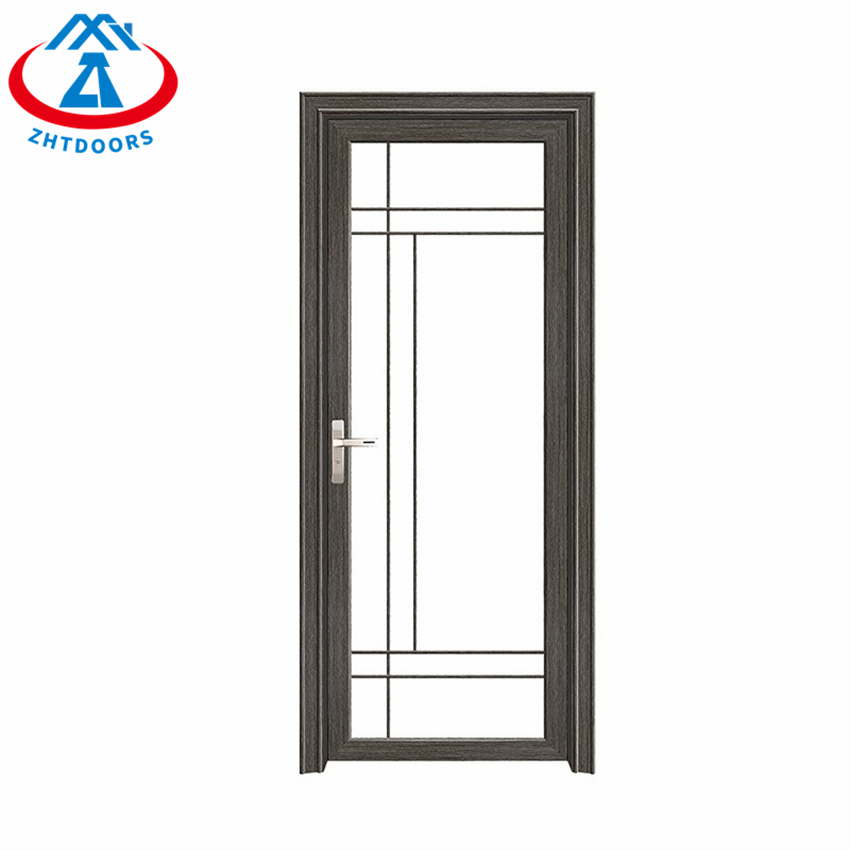 Modern Interior Black Aluminium Frame Toilet Glass Swing Door
