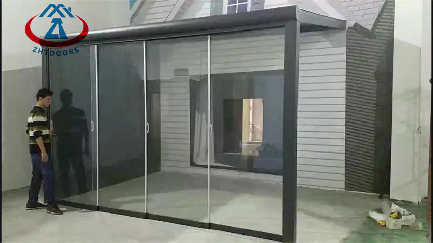 Frameless Glass Sliding Door For Polycarbonate Gazebo