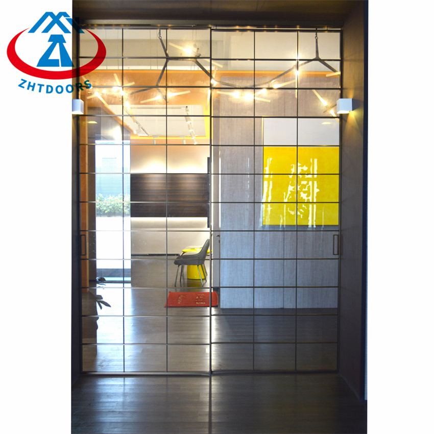 Italian Style Aluminum Alloy Grille Glass Sliding Door