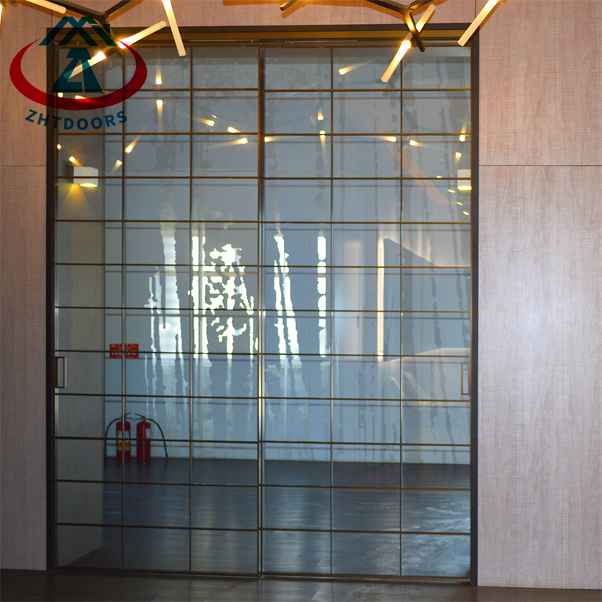 Italian Style Aluminum Alloy Grille Glass Sliding Door