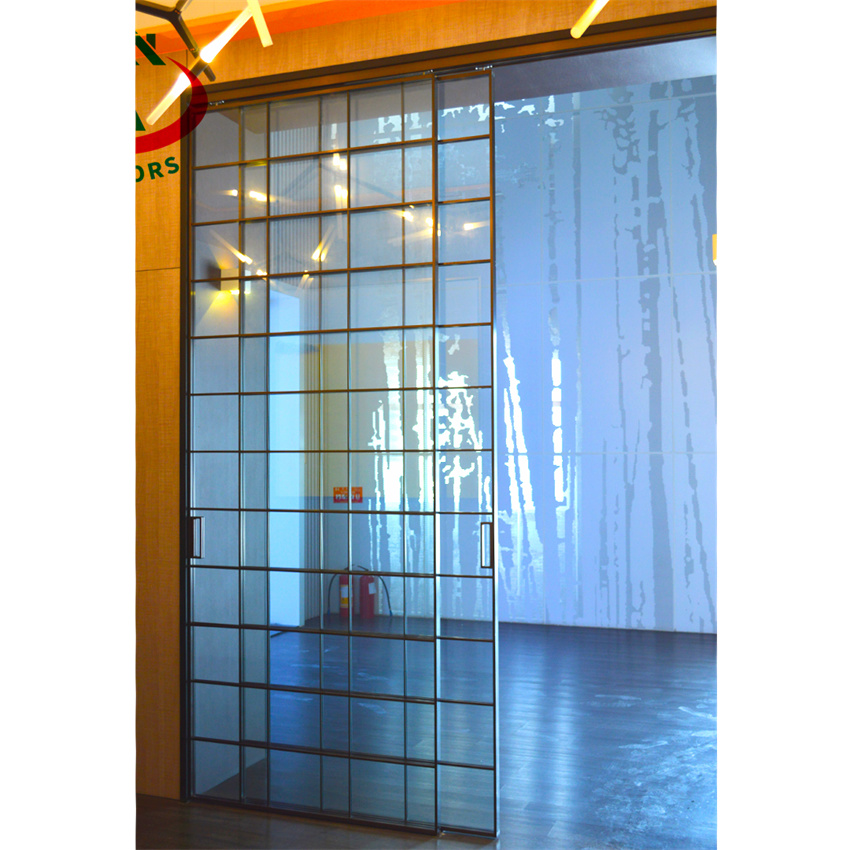 Italian Style Aluminum Alloy Grille Glass Sliding Door