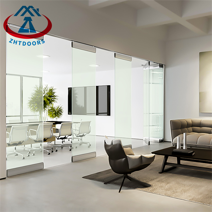 Top Hanging Aluminum Frame Glass Sliding Door