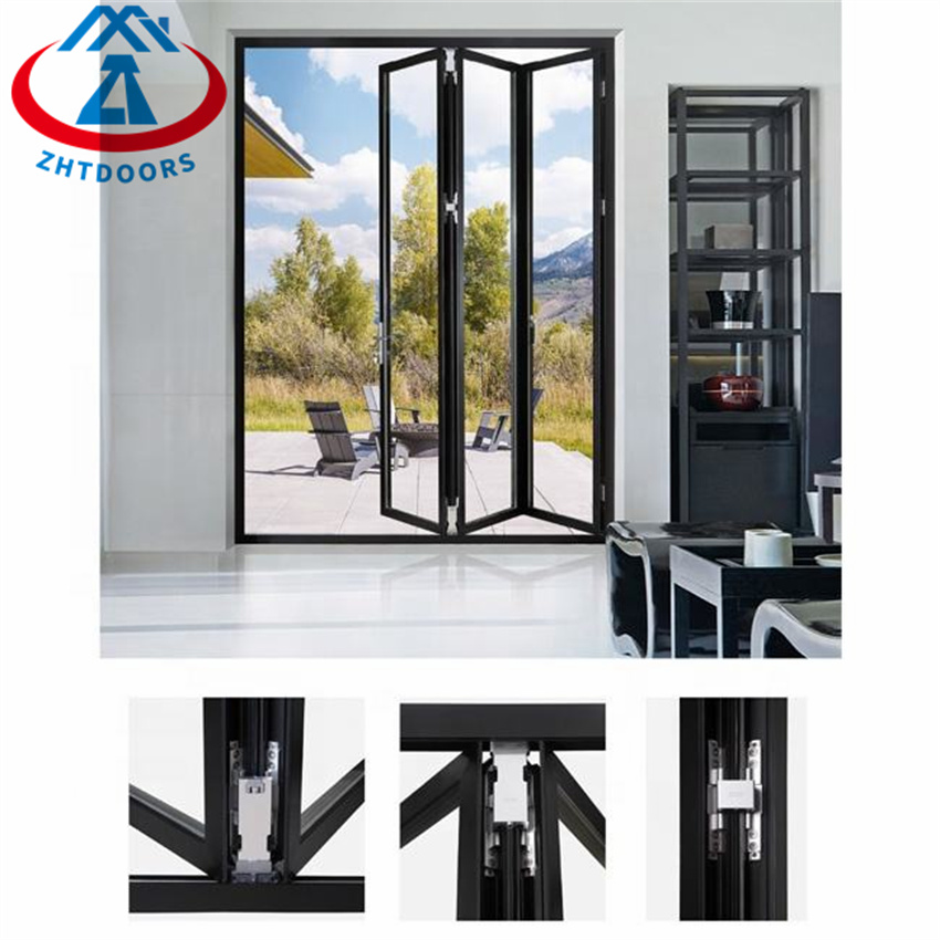 Black Color Design Bi Fold Corner Aluminium Folding Door