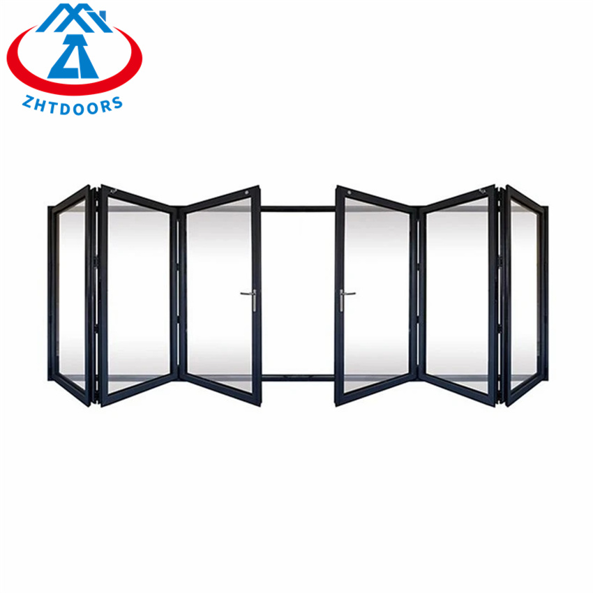Double Glazing Glass Aluminum Horizontal Folding Door