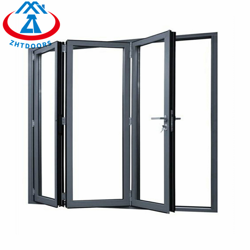 Double Glazing Glass Aluminum Horizontal Folding Door