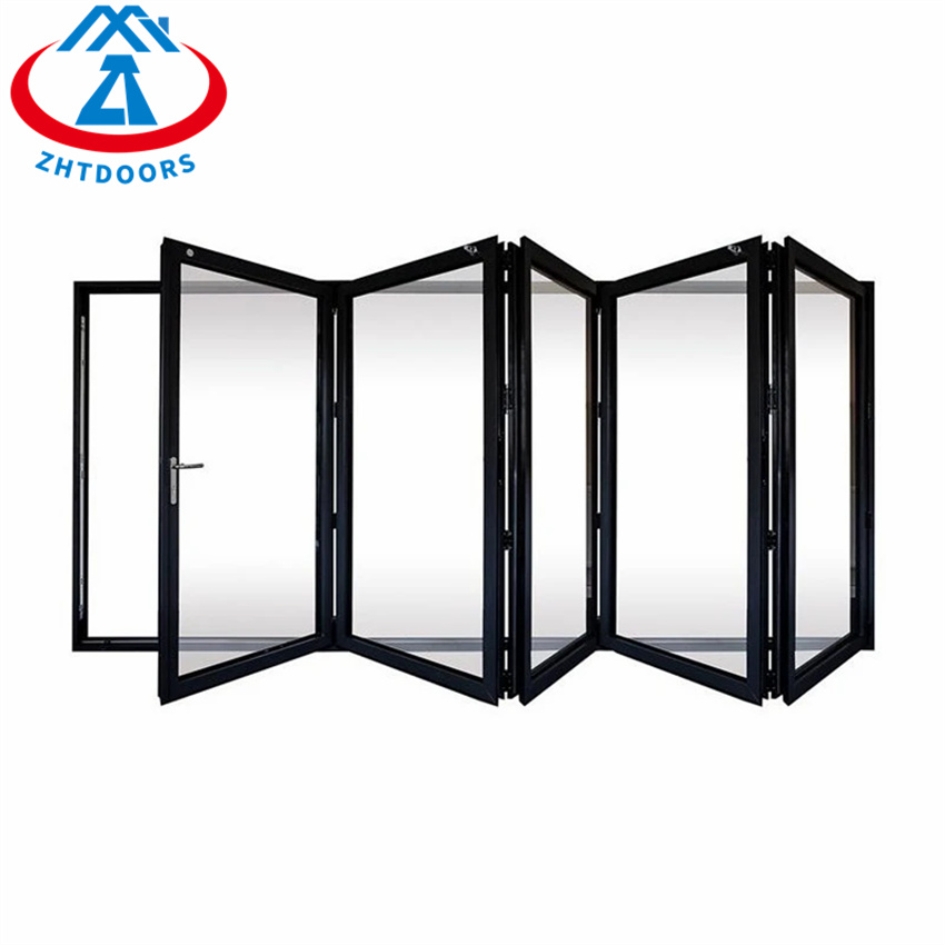 Double Glazing Glass Aluminum Horizontal Folding Door