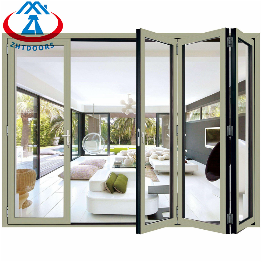 Heat Insulation Patio Aluminium Glazed Folding Doors