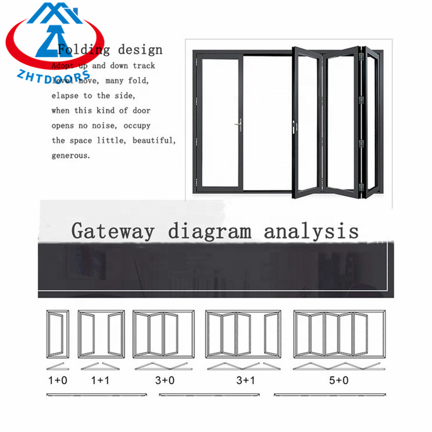 High Quality Aluminum Frame Full View Double Temper Aluminium Folding Door