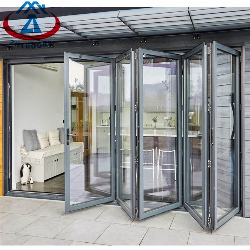 Interior Soundproof Patio Doors Double Glass Balcony Aluminium Folding Door