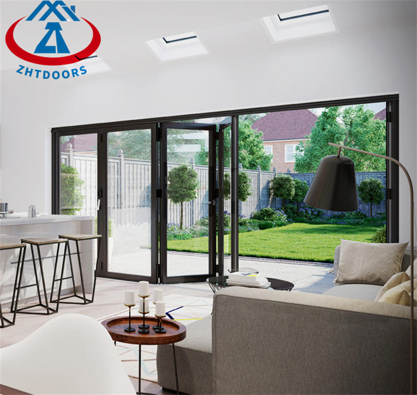 Interior Soundproof Patio Doors Double Glass Balcony Aluminium Folding Door
