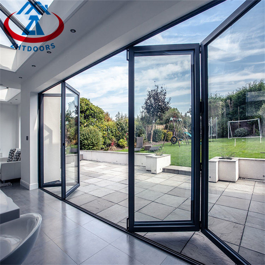 Modern Aluminum Alloy Frame Double Glazed Glass Folding Door