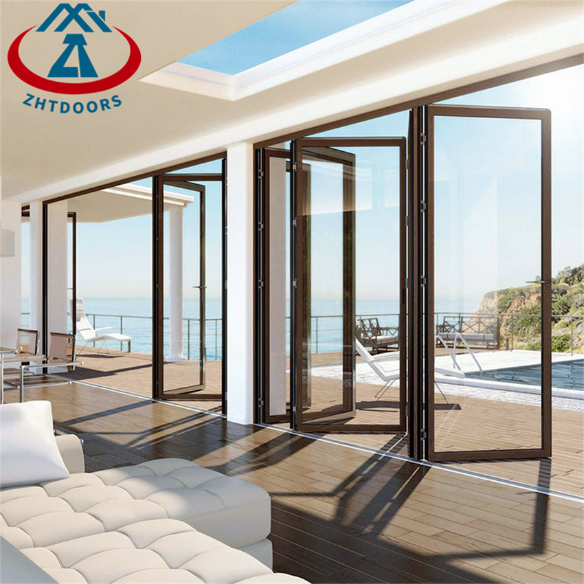 Modern Aluminum Alloy Frame Double Glazed Glass Folding Door