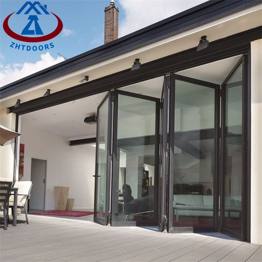 Realgres Modern Bifold Glass Sliding Folding Tempered Aluminium Folding Door