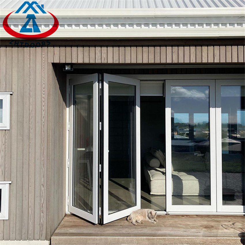 Realgres Modern Bifold Glass Sliding Folding Tempered Aluminium Folding Door