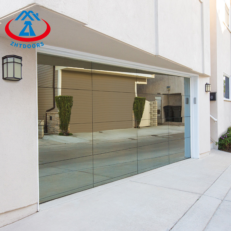 Frameless glass garage doors