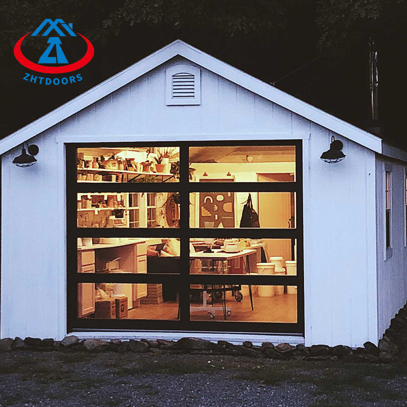 Glass and wood garage doors