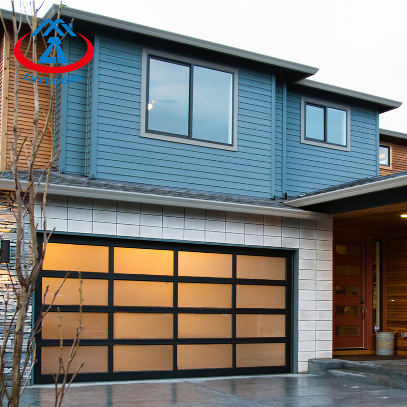 Glass and wood garage doors