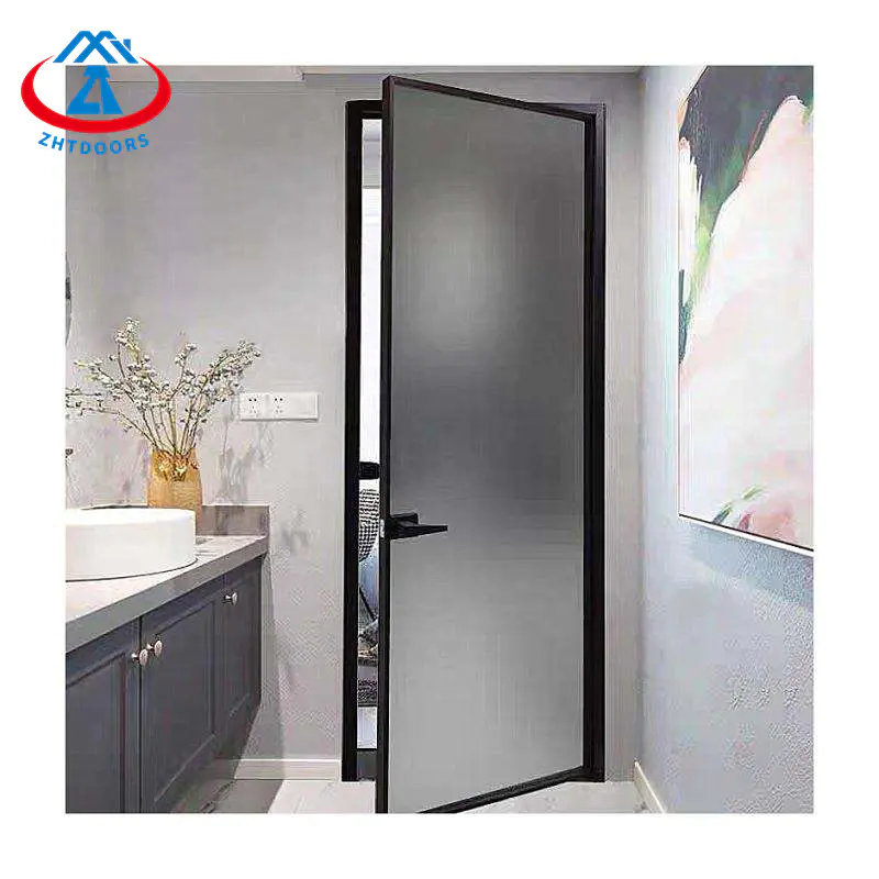 Light Luxury Door Thin Frame Black Narrow Glass Door